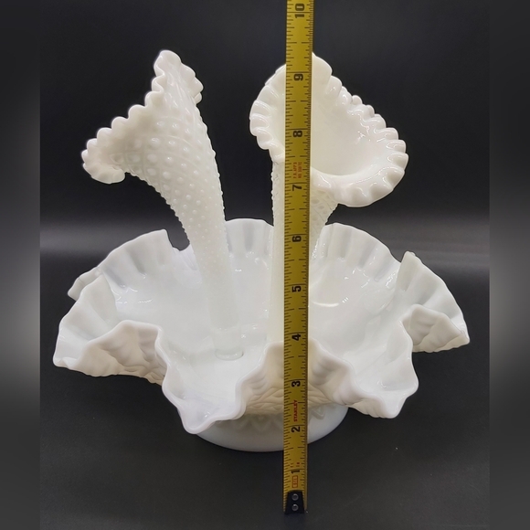 Fenton 10 in. Milkglass Diamond Lace Epergne - Picture 10 of 10